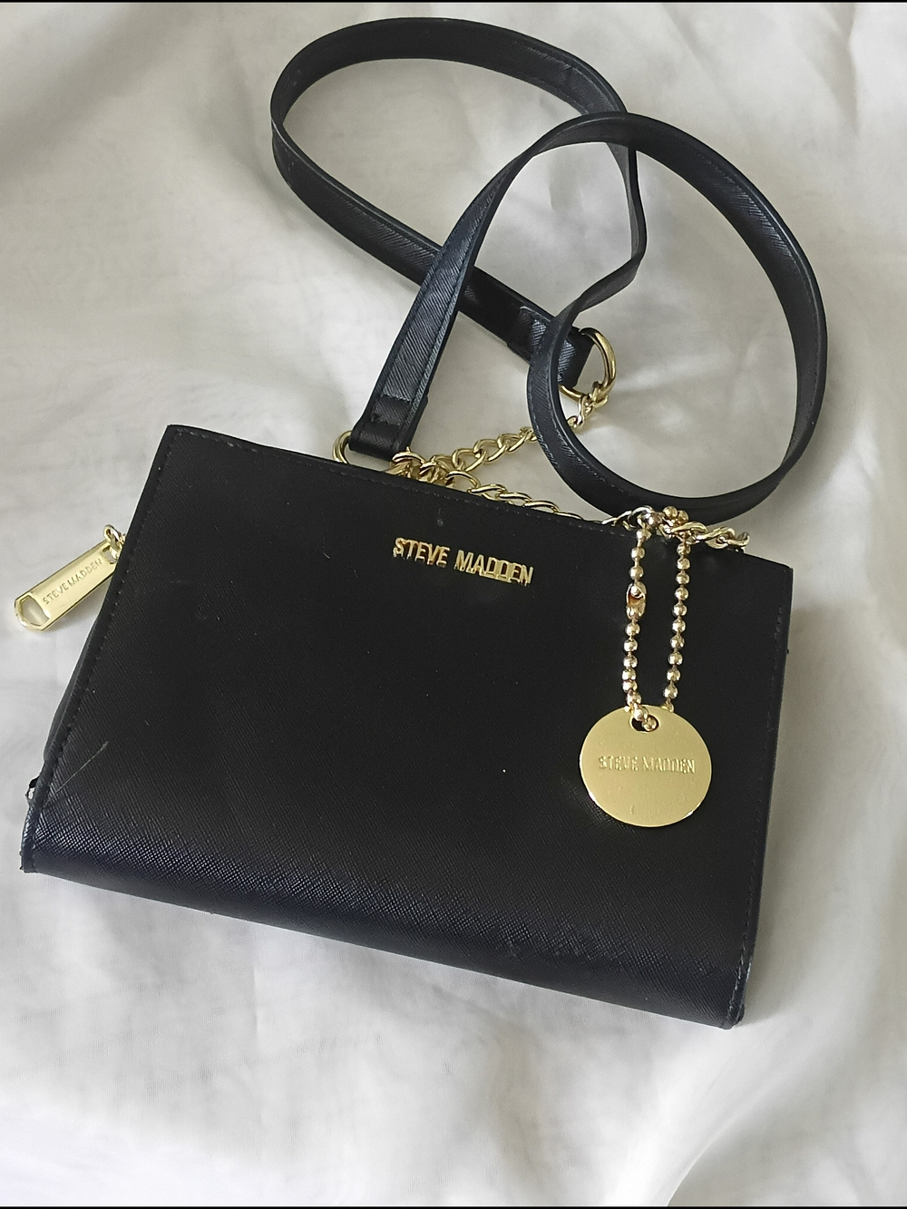 Steve Madden Black Crossbody with Gold Charm